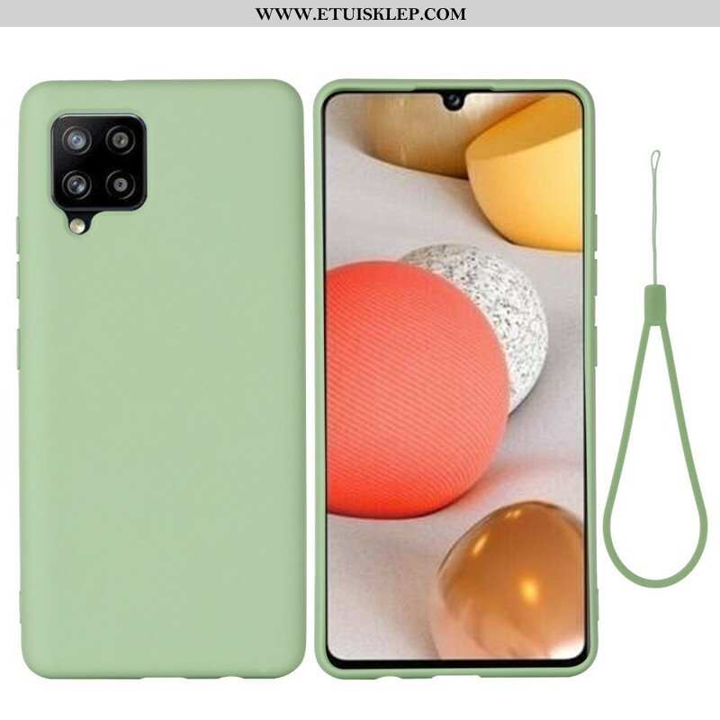 Etui do Samsung Galaxy A42 5G Płynny Silikon Ze Smyczą